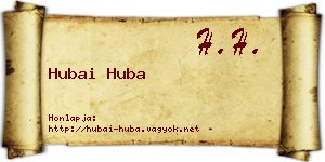 Hubai Huba névjegykártya